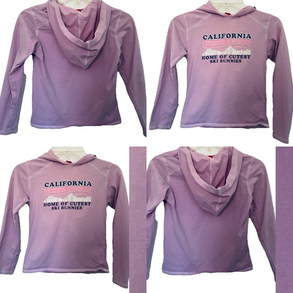 VINTAGE Y2K Girls California SKI BUNNY Hooded LONG SLEEVE TEE SHIRT Size Medium - Picture 3 of 6